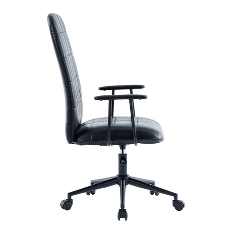 Antique Black PU Leather Adjustable Swivel Office Chair - Omega Lifestyles
