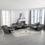 Grey Manual PU Upholstered Home Theater Recliner Chair Set - Omega Lifestyles