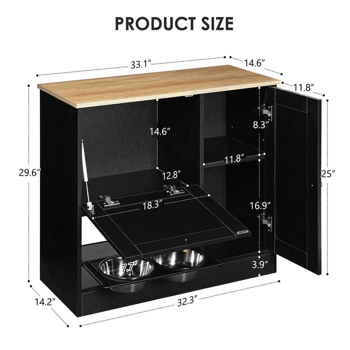 Pet Feeding Station With 2 Elevated Bowls And Storage - Sleep Galleria