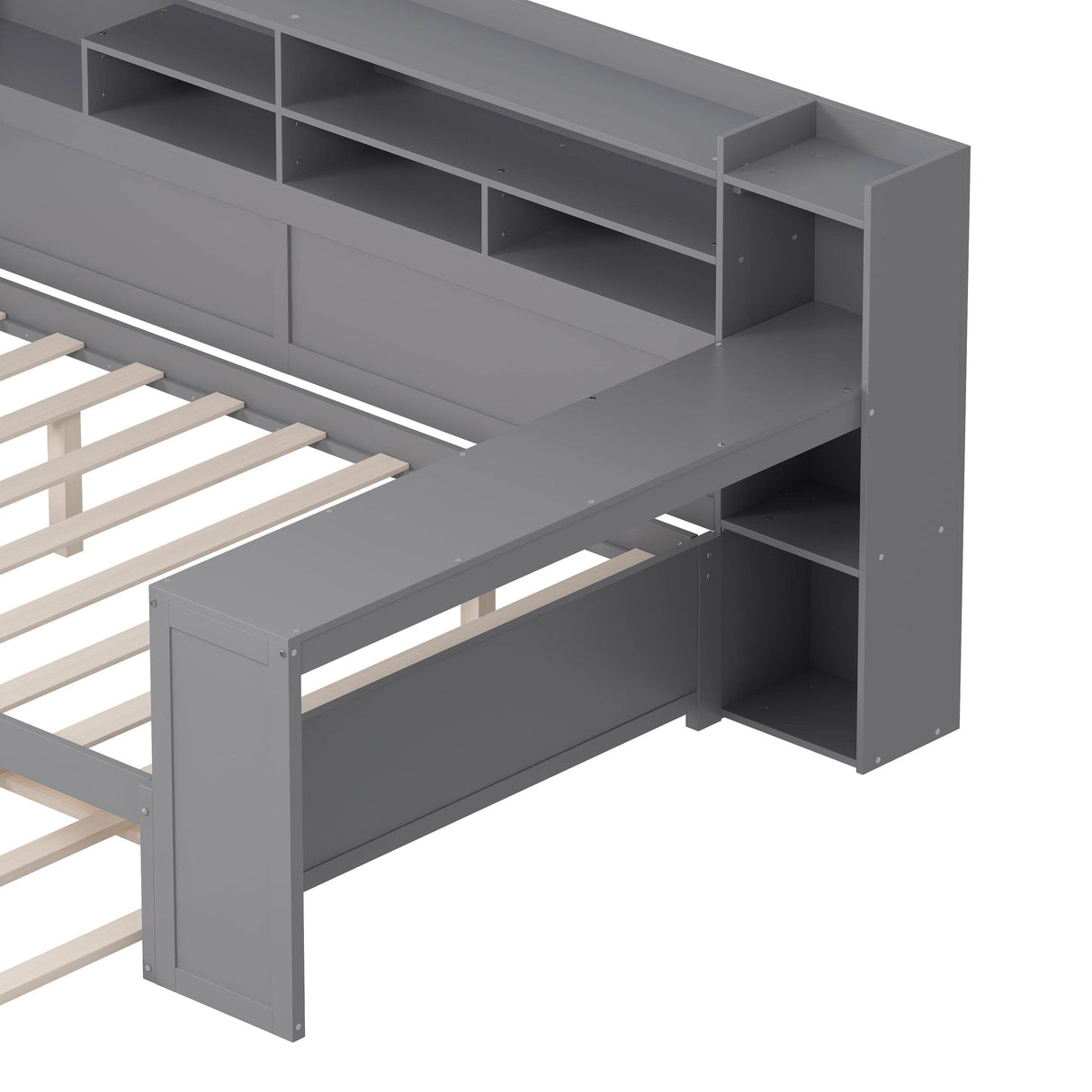 Multi-Functional Wooden Bed Frame With Trundle And Desk - Omega Lifestyles
