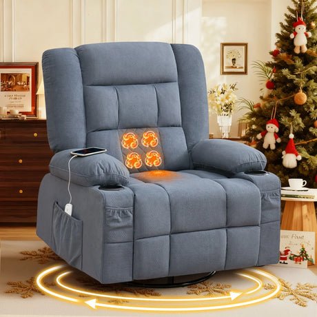 3D Kneading Heated Rocker Recliner Chair With USB Port - Omega Lifestyles
