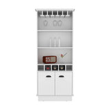 70-Inch White Particle Board Bar Cabinet With Wine Rack - Omega Lifestyles