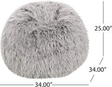 Silver Gray Faux Fur Modern Glam Bean Bag Chair - Omega Lifestyles