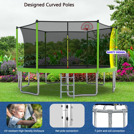 14-Inch Kids Outdoor Safety Enclosure Trampoline - Omega Lifestyles
