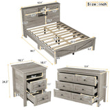 3-Piece Antique Gray Farmhouse Platform Bed Set - Omega Lifestyles