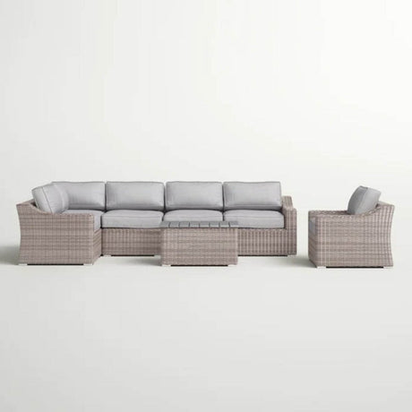 5 - Person All - Weather Wicker Outdoor Sectional Seating Group - Blissora - Omega Lifestyles