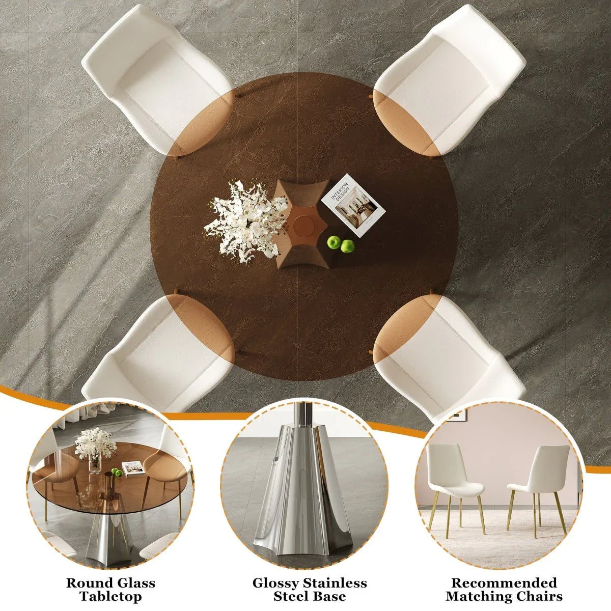 5-Piece Mid-Century 35-Inch Round Dining Table Set - Omega Lifestyles