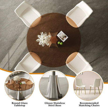 5-Piece Mid-Century 35-Inch Round Dining Table Set - Omega Lifestyles
