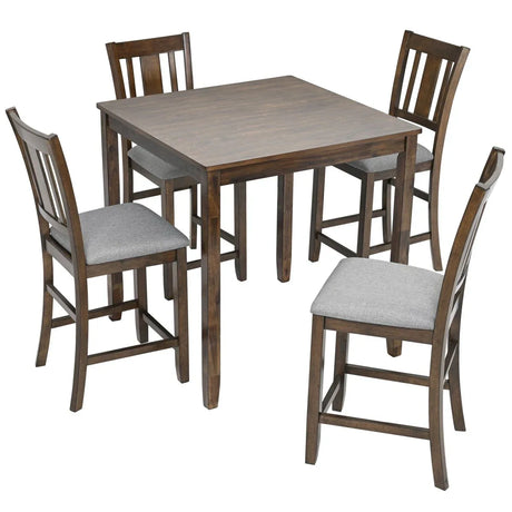 5-Piece Solid Wood Counter Height Dining Table Set - Omega Lifestyles