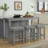 59-Inch Industrial Solid Wood Bar Table And Stools Set - Omega Lifestyles