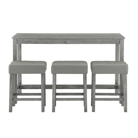 59-Inch Industrial Solid Wood Bar Table And Stools Set - Omega Lifestyles