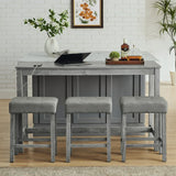 59-Inch Industrial Solid Wood Bar Table And Stools Set - Omega Lifestyles
