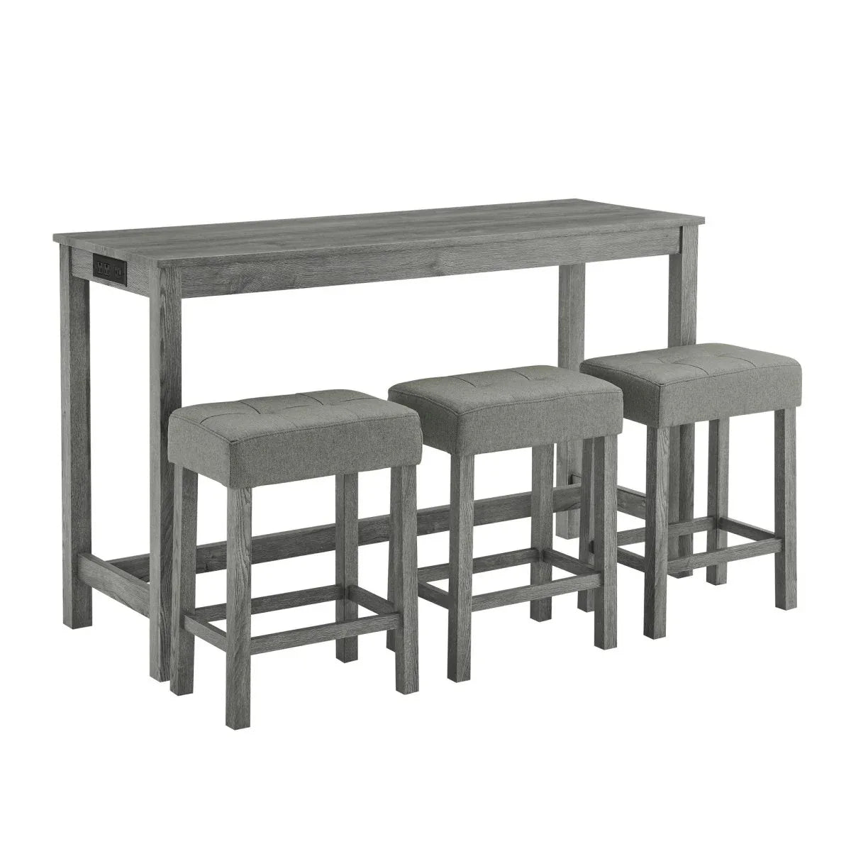 59-Inch Industrial Solid Wood Bar Table And Stools Set - Omega Lifestyles