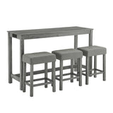 59-Inch Industrial Solid Wood Bar Table And Stools Set - Omega Lifestyles