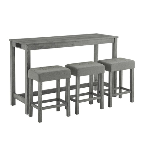 59-Inch Industrial Solid Wood Bar Table And Stools Set - Omega Lifestyles