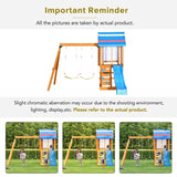 Blue Cedarwood Outdoor Swing Set With Slide And Climber - Omega Lifestyles