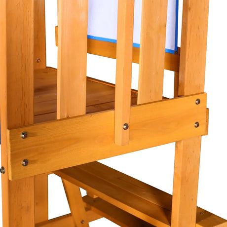 Blue Cedarwood Outdoor Swing Set With Slide And Climber - Omega Lifestyles