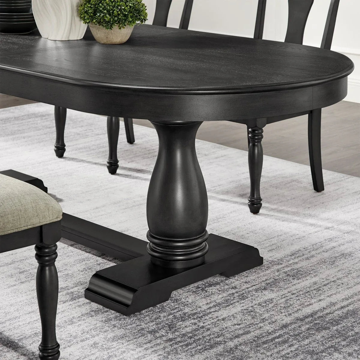 Extendable Solid Wood MDF Pedestal Base Dining Table - Omega Lifestyles
