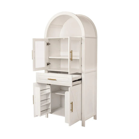 Farmhouse Arched Glass Door Kitchen Pantry Cabinet - Omega Lifestyles