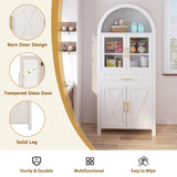 Farmhouse Arched Glass Door Kitchen Pantry Cabinet - Omega Lifestyles