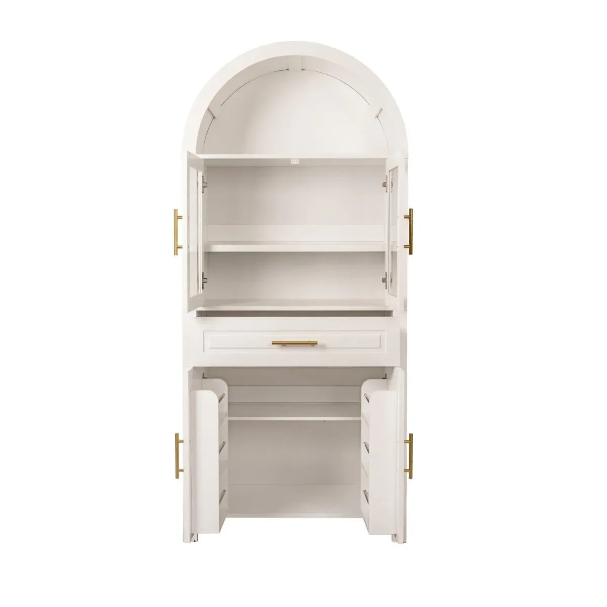 Farmhouse Arched Glass Door Kitchen Pantry Cabinet - Omega Lifestyles