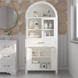 Farmhouse Arched Glass Door Kitchen Pantry Cabinet - Omega Lifestyles