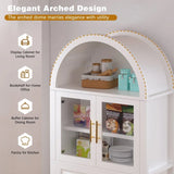 Farmhouse Arched Glass Door Kitchen Pantry Cabinet - Omega Lifestyles