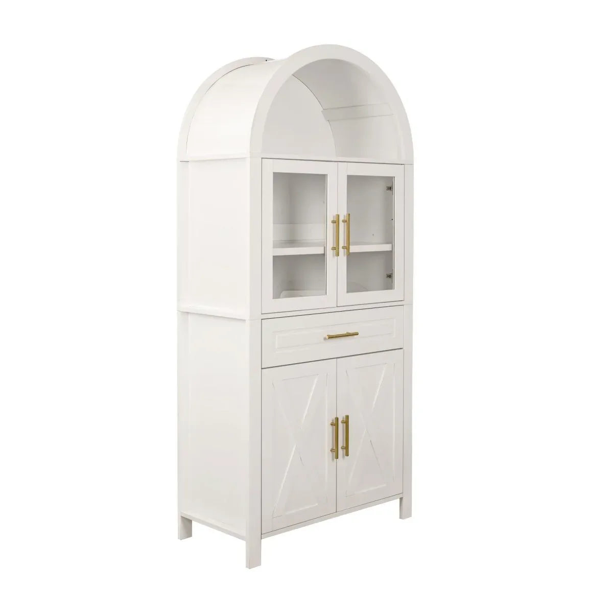 Farmhouse Arched Glass Door Kitchen Pantry Cabinet - Omega Lifestyles