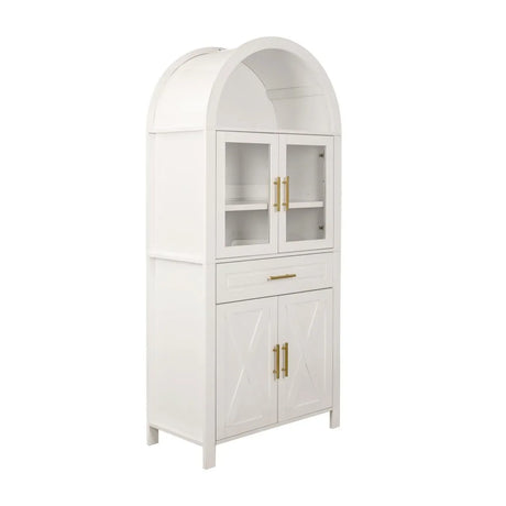 Farmhouse Arched Glass Door Kitchen Pantry Cabinet - Omega Lifestyles