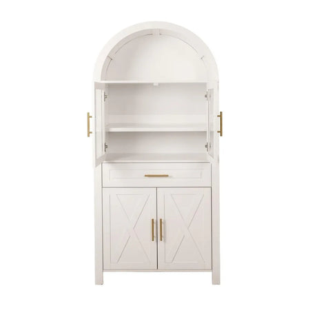 Farmhouse Arched Glass Door Kitchen Pantry Cabinet - Omega Lifestyles