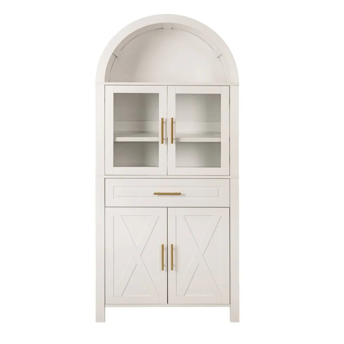 Farmhouse Arched Glass Door Kitchen Pantry Cabinet - Omega Lifestyles