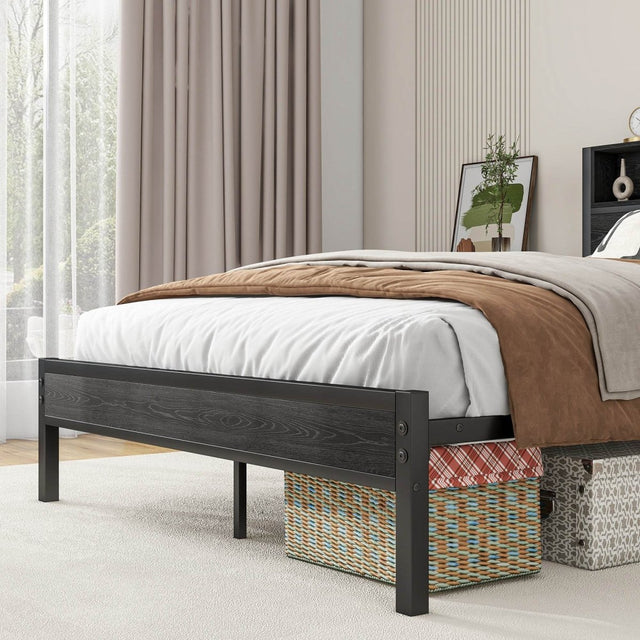 Full Metal Platform Bed Frame With Storage Headboard Full - Omega Lifestyles