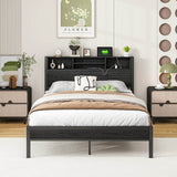 Full Metal Platform Bed Frame With Storage Headboard Full - Blissora - Omega Lifestyles
