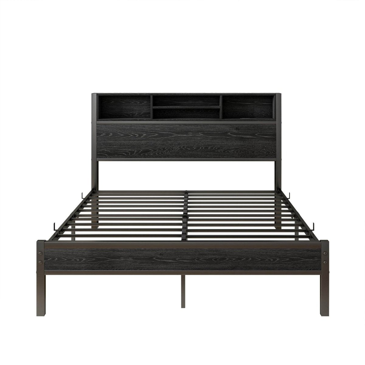Full Metal Platform Bed Frame With Storage Headboard Full - Blissora - Omega Lifestyles