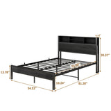 Full Metal Platform Bed Frame With Storage Headboard Full - Blissora - Omega Lifestyles