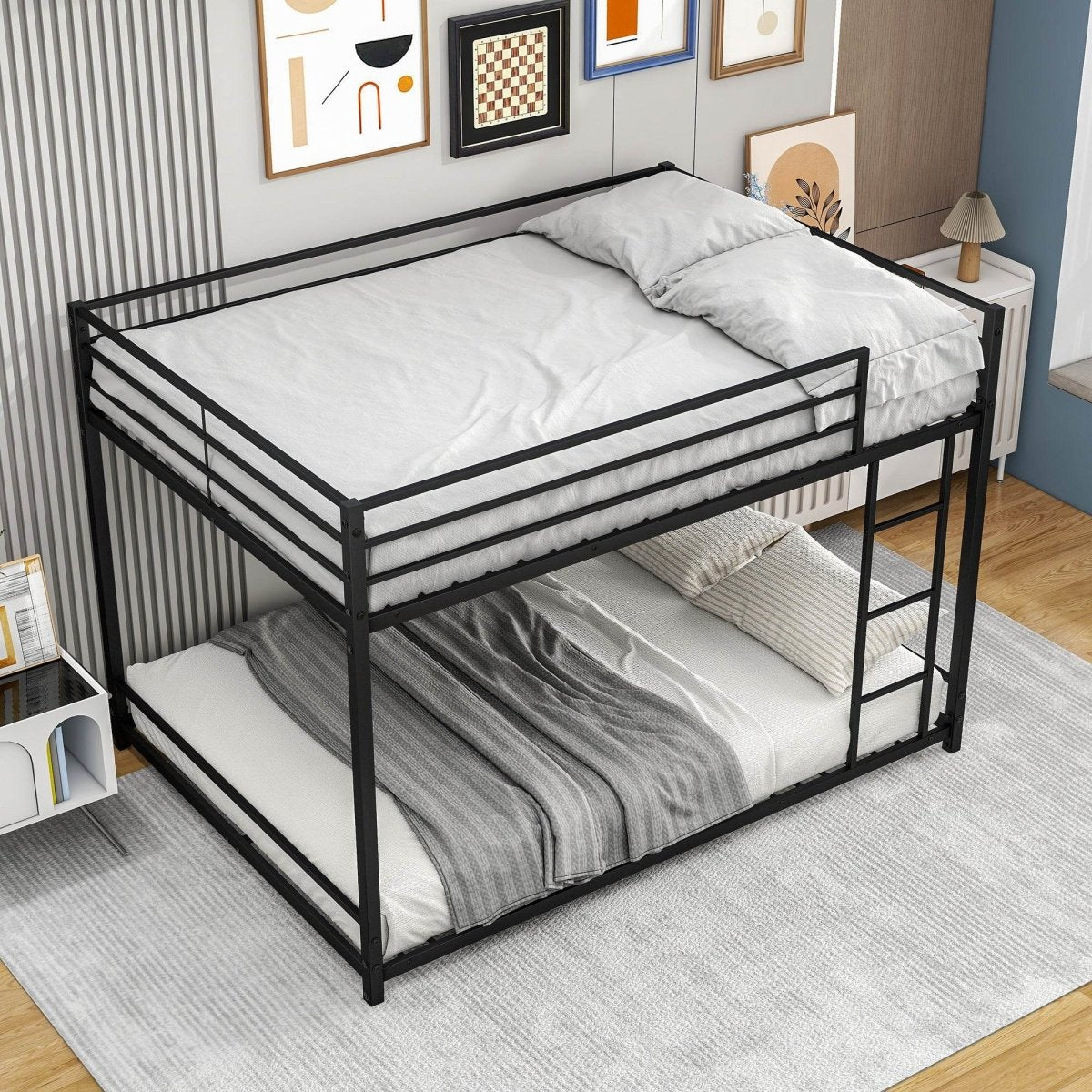 Full Over Full Metal Bunk Bed With Safety Guardrails - Blissora - Omega Lifestyles