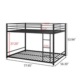 Full Over Full Metal Bunk Bed With Safety Guardrails - Blissora - Omega Lifestyles