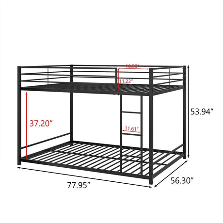 Full Over Full Metal Bunk Bed With Safety Guardrails - Blissora - Omega Lifestyles
