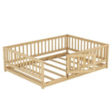 Full Pine Montessori Floor Bed With Fence Full - Omega Lifestyles