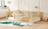 Full Pine Montessori Floor Bed With Fence Full - Omega Lifestyles