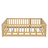 Full Pine Montessori Floor Bed With Fence Full - Omega Lifestyles