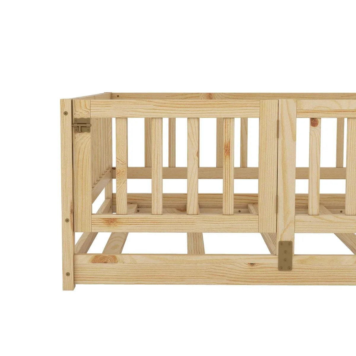Full Pine Montessori Floor Bed With Fence Full - Omega Lifestyles