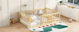 Full Pine Montessori Floor Bed With Fence Full - Omega Lifestyles