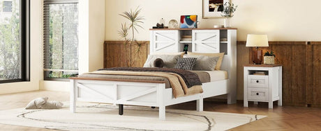 Full Platform Bed With Double Sliding Barn Door Charging Station - Blissora - Omega Lifestyles