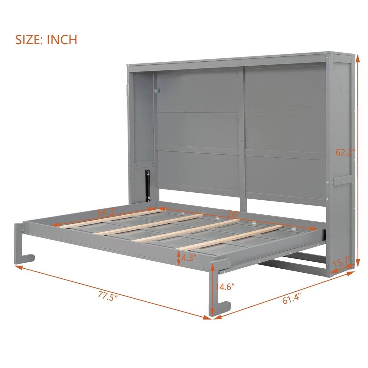 Full Size Gray Plywood Multi-Function Murphy Bed - Sleep Galleria