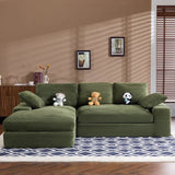 Green Corduroy Foam Compressed 4-Seat Sofa With Pillows - Omega Lifestyles