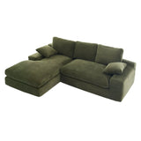 Green Corduroy Foam Compressed 4-Seat Sofa With Pillows - Omega Lifestyles