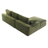 Green Corduroy Foam Compressed 4-Seat Sofa With Pillows - Omega Lifestyles