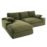Green Corduroy Foam Compressed 4-Seat Sofa With Pillows - Omega Lifestyles