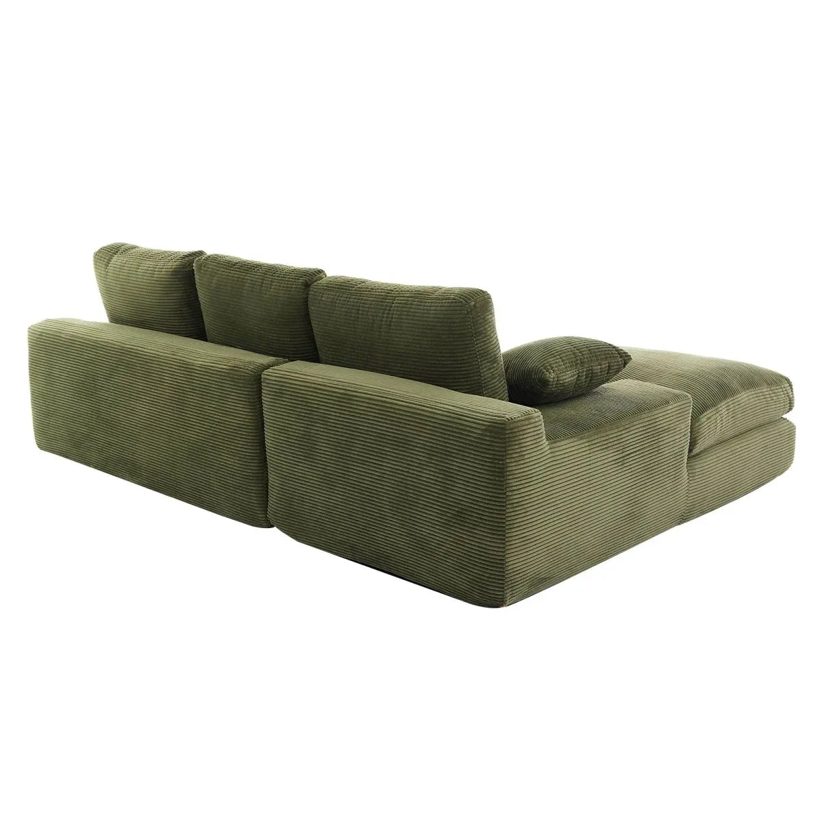 Green Corduroy Foam Compressed 4-Seat Sofa With Pillows - Omega Lifestyles
